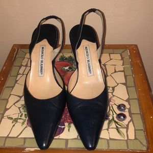 Navy Blue Manolo Blahnik Slingback Heels Sz 6